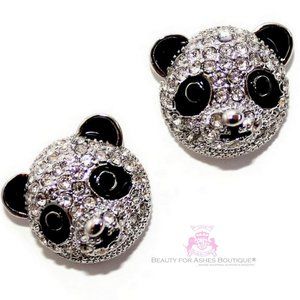 Panda Bear Cz Earrings